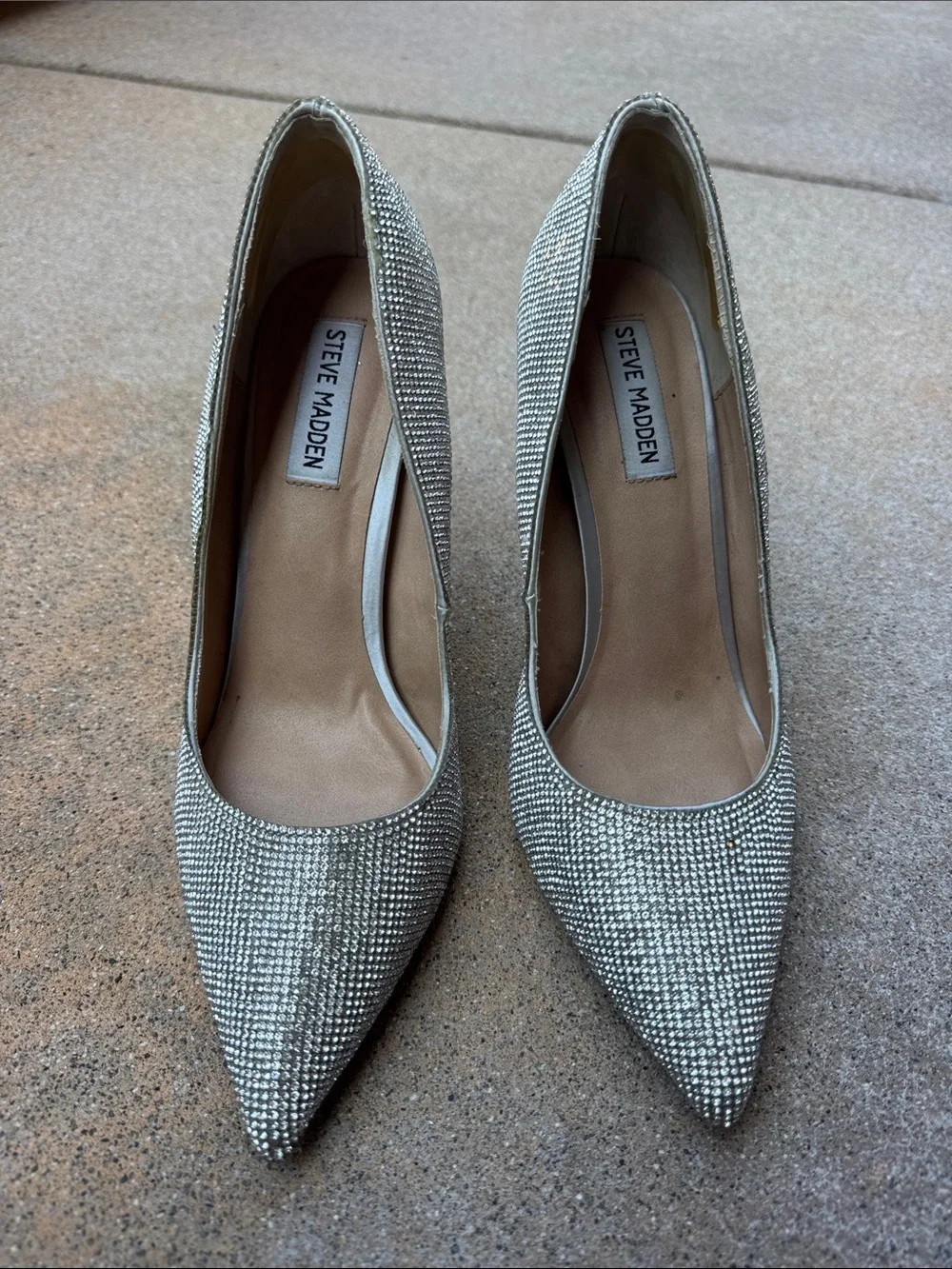 Steve Madden Daisie Silver Crystal Embellished Pointed-Toe Pump